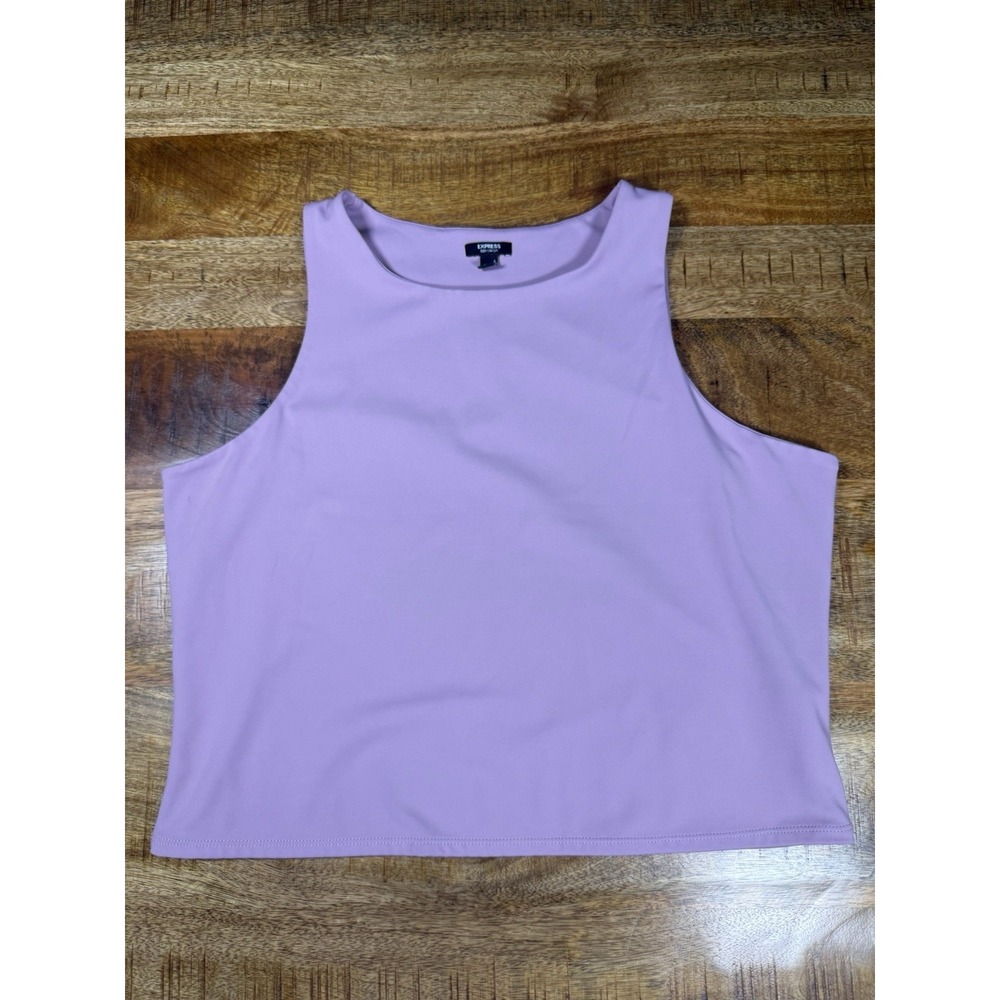 Express Body‎ Contour Tank Top Womens XL Purple Sleeveless Cropped Stretch Shirt